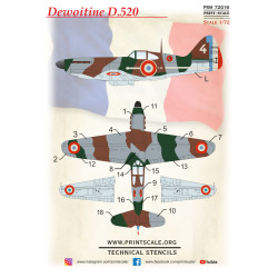 Dewoitine D.520 Mask-decal Psm72016 Scale 1-72