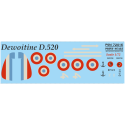 Dewoitine D.520 Mask-decal Psm72016 Scale 1-72