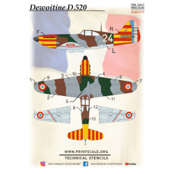 Dewoitine D.520 Mask-decal Psm72017 Scale 1-72