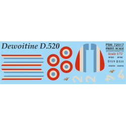 Dewoitine D.520 Mask-decal Psm72017 Scale 1-72