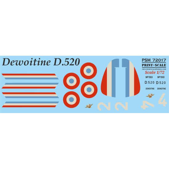 Dewoitine D.520 Mask-decal Psm72017 Scale 1-72