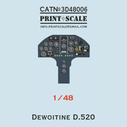 Instrumental panel Dewoitine D.520 3D48-006 Scale 1:48