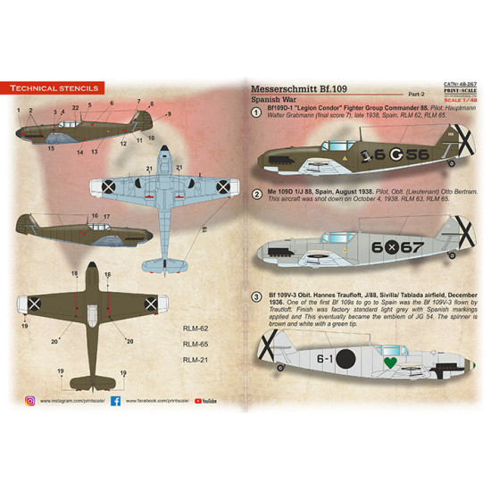 Messerschmitt Bf-109 B/D Spanish War Part 2 48-267 Scale 1:48