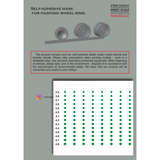 Self-Adhesive Wheel Rim Mask D. 3.5-4.8 PSM00001 – Modelling Accessory