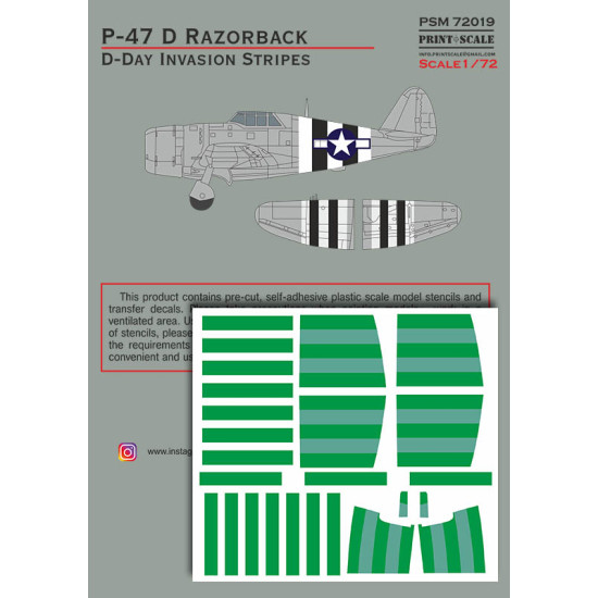 P-47D Razorback D-Day Invasion Stripes PSM72019 Scale 1/72