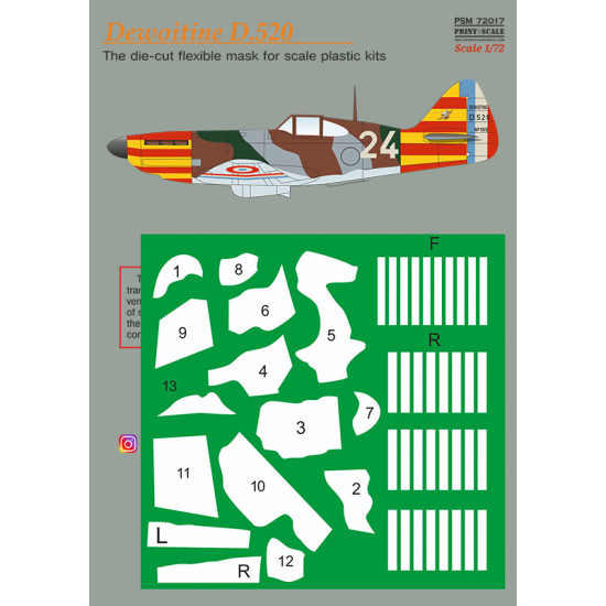 Dewoitine D.520 Mask-decal Psm72017 Scale 1/72