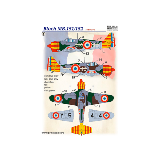 Bloch Mb 151-152 Mask-decal Psm72018 Scale 1/72