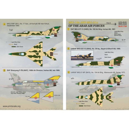 ARAB AIR FORCES MiG-19 MiG-21 Part-2 48-091 Scale 1/48