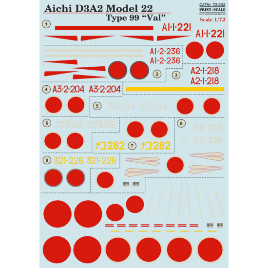 Aichi D3A2 Model 22 72-232 Scale 1/72