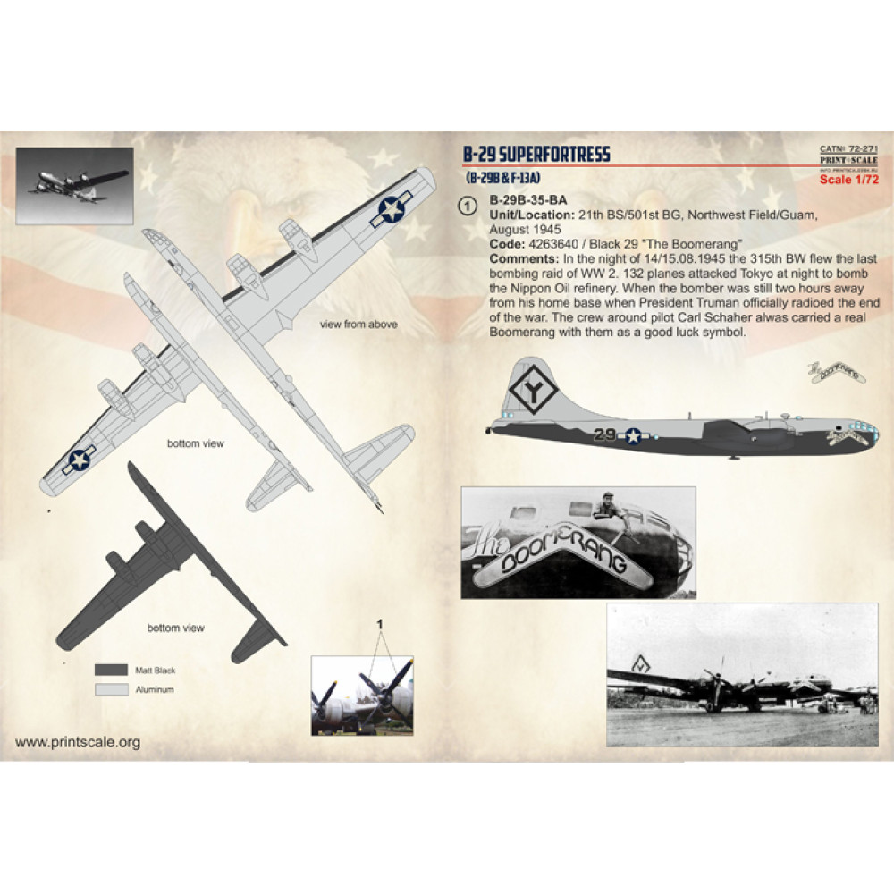 Shop the B-29 Superfortress (B-29B & F-13A) / 72-271 at PrintScale.org ...