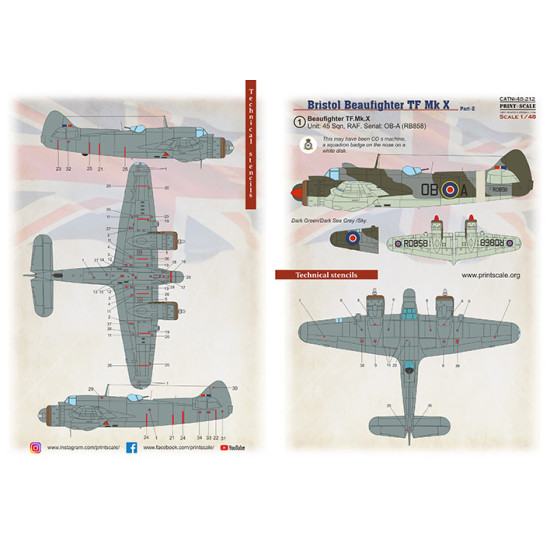 Beaufighter Mk.X Part 2 48-212 Scale 1/48