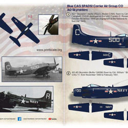 Blue CAG SPADS. Carrier Air Group CO AD Skyraiders 72-432 Scale 1/72