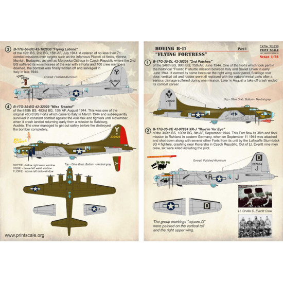 Boeing B-17 Flying Fortress Part-1 72-236 Scale 1/72