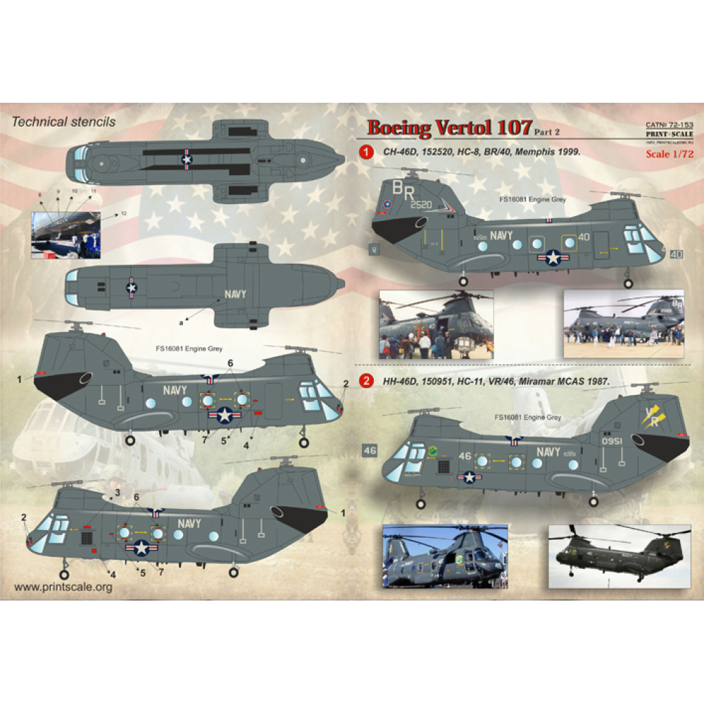 Boeing Vertol 107 Part 2 / 72-153 / CH-46D 152520 HC-8 BR/40 Memphis ...