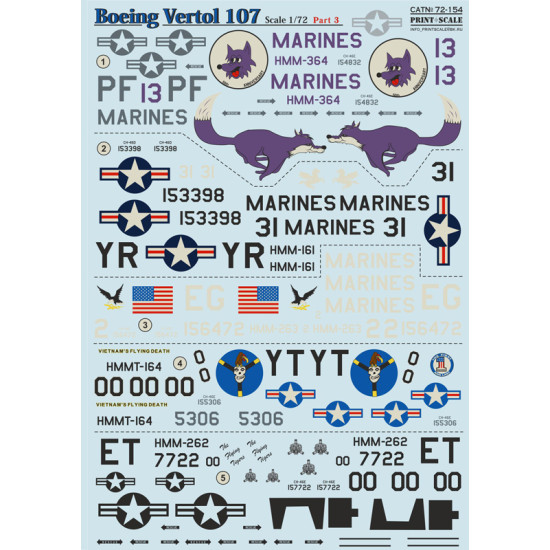 Boeing Vertol 107 Part 3 72-154 Scale 1/72