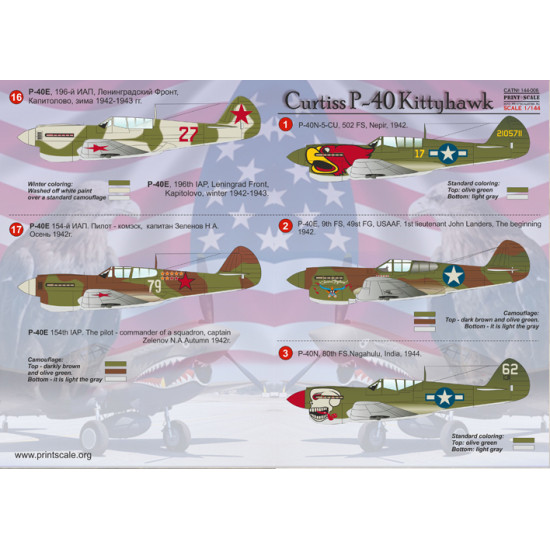 Curtiss P40 Kittyhawks 144-006 Scale 1/144
