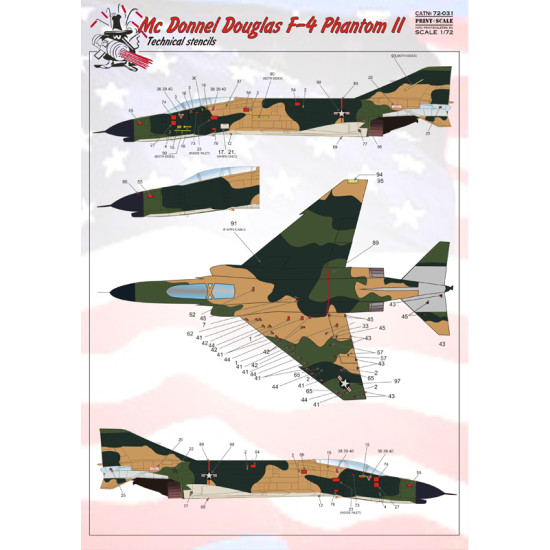 F-4 Phantom Technical stencils 72-031 Scale 1/72