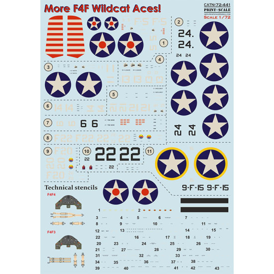F4F Wildcat Aces (with 3D instrumental panel) 72-441, Scale 1/72