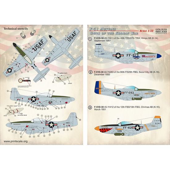 F-51 Mustang. Units of the Korean War 32-029 Scale 1/32