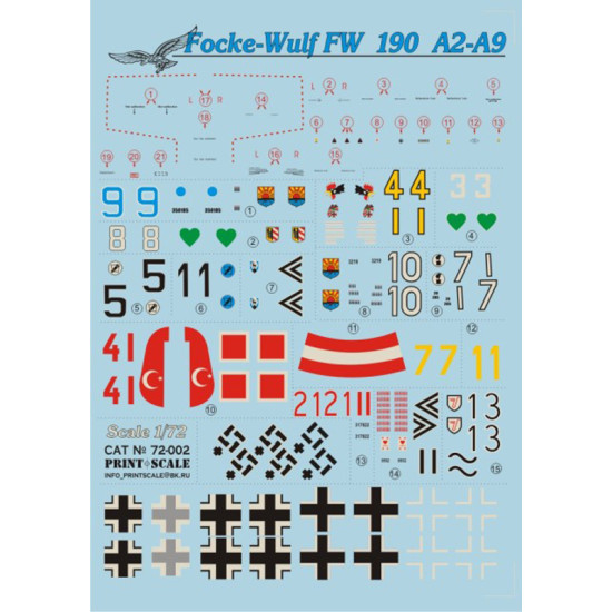 Focke-Wulf FW 190 A2-A9 72-002 Scale 1/72