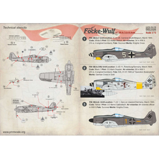 Focke-Wulf Fw 190 A-7 & A-8 72-174 Scale 1/72