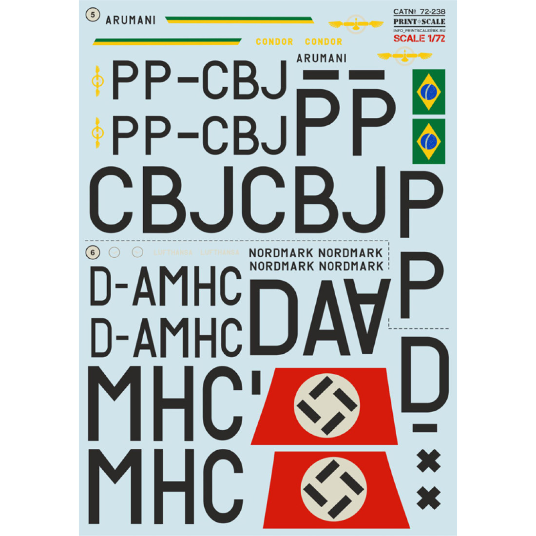 Décalcomanies (Decals) 1/72 Print Scale Pour Focke-Wulf Fw 200 Condor - Partie 4 - Neuf