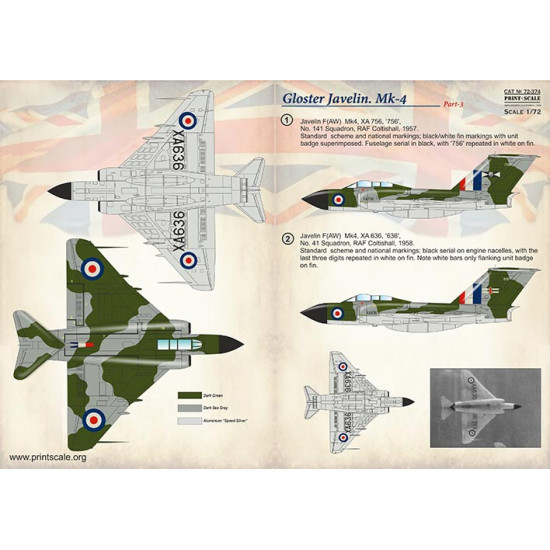 Gloster Javelin Mk-4 Part 3 72-374 Scale 1/72