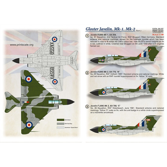 Gloster Javelin Part-1 48-197 Scale 1/48