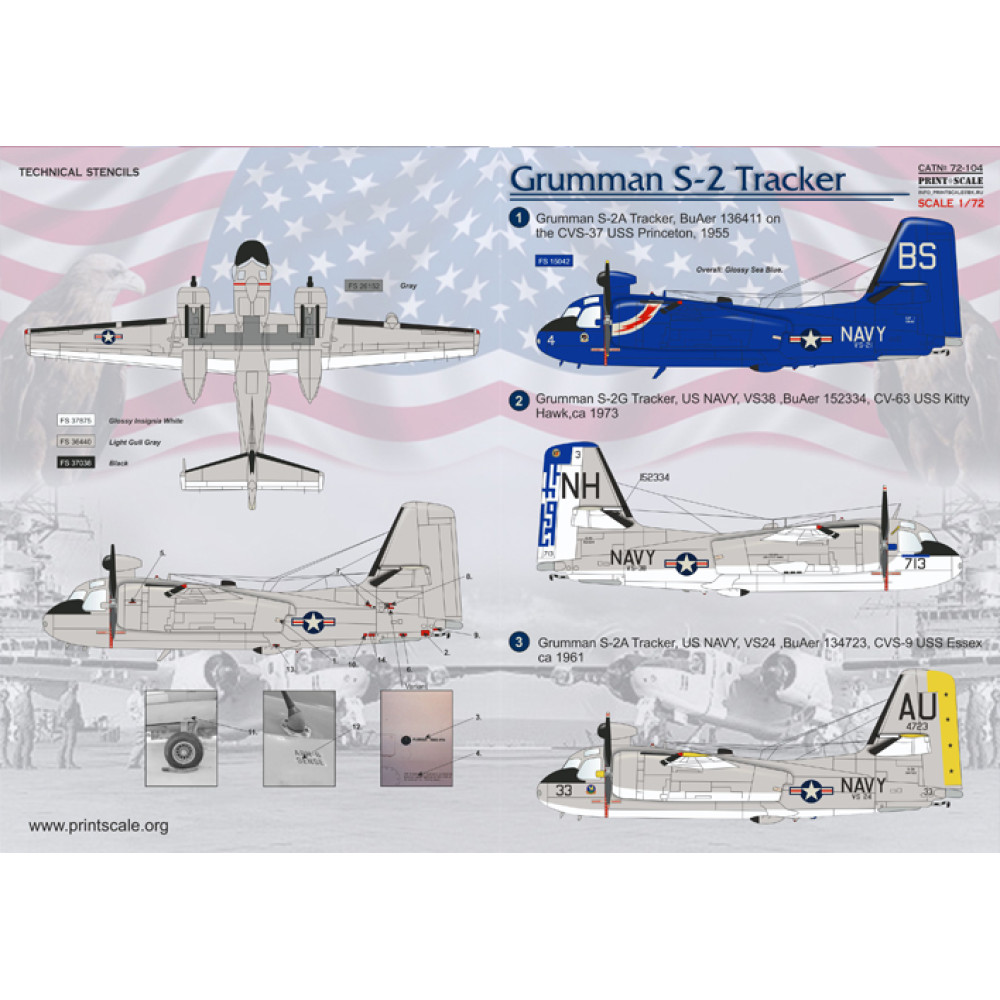 Grumman S-2 Tracker / 72-104 / USA NAVY | Printscale, Scale: 1/72