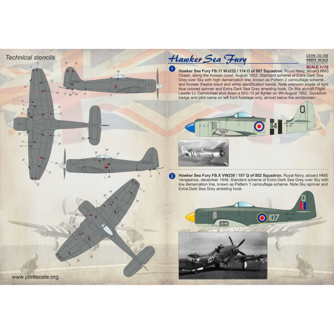 Buy Hawker Sea Fury / 72-165 Model Kit at Printscale.org, Scale: 1/72