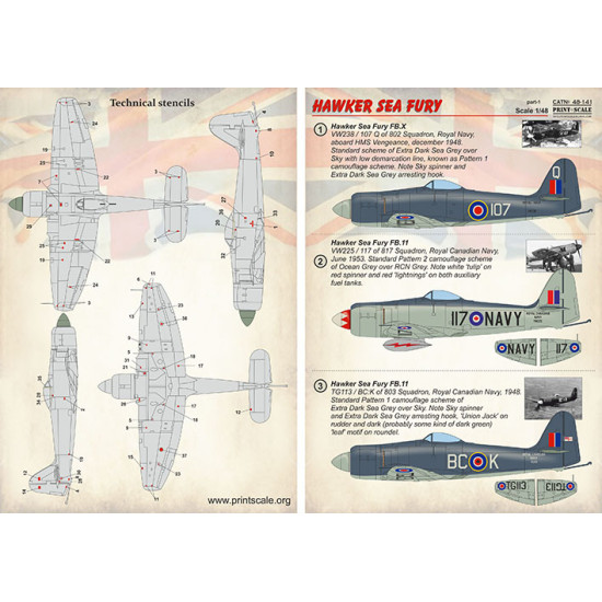 Hawker Sea Fury Part 1 48-141 Scale 1/48