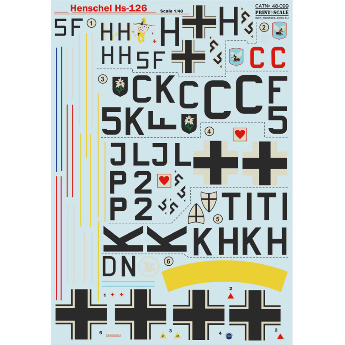 Henschel HS 126 / 48-099 | Quality Scale Model Decals | Print Scale ...