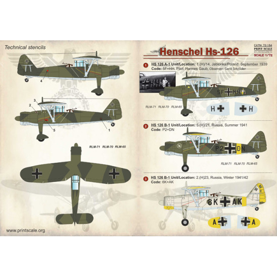 Henschel Hs 126 72-164 Scale 1/72