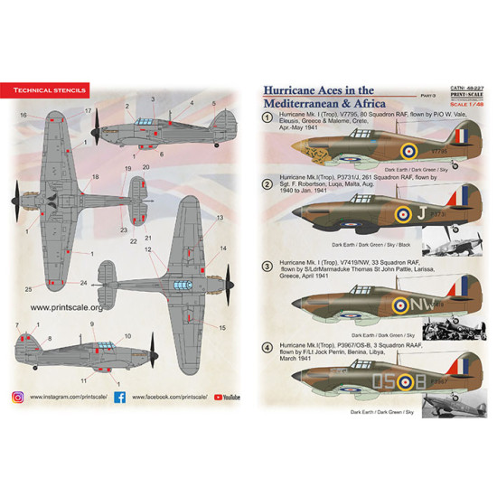 Hurricane Aces of the MTO and Africa Part 3 48-227 Scale 1/48