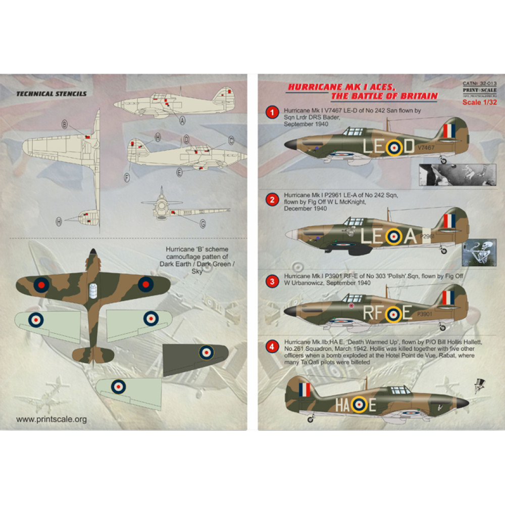 Hurricane MK I Aces Battle of Britain 32013 Prints & Scales, Scale