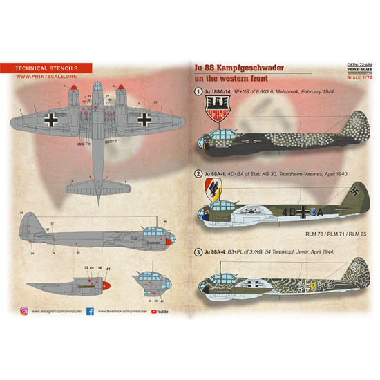 Ju 88 Kampfgeschwader on the Western Front 72-494 Scale 1/72