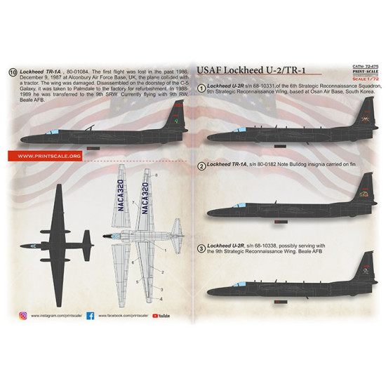 Lockheed U-2/TR-1 72-475 Scale 1/72