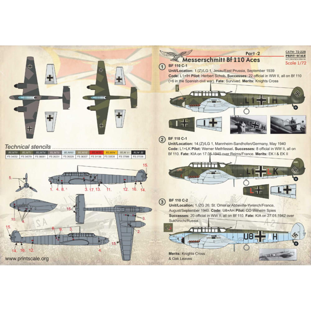 Get The Messerschmitt Bf 110 Aces Part-2   72-228 At Printscale.org 