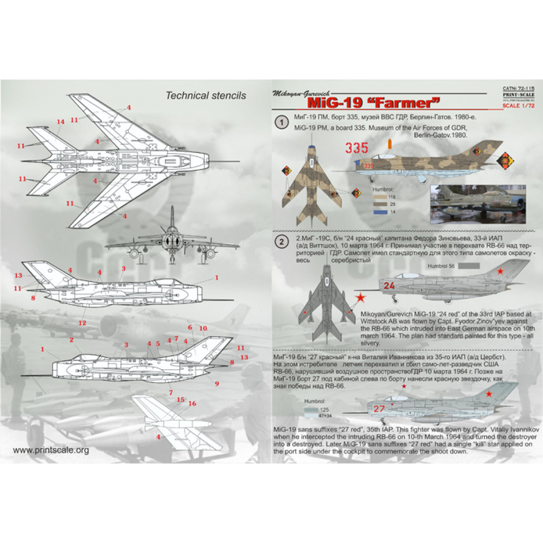 Mig-19 'Farmer' / 72-115 / and 1. MiG-19 PM, a board 335. Museum of the ...