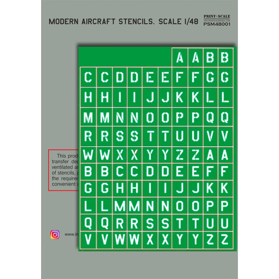 Modern Aircraft Stencils mask + decals PSM48001 Scale 1/48
