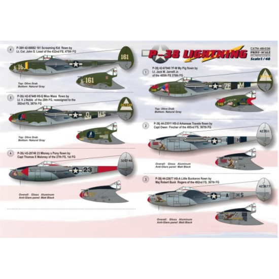 P-38 Lightning 48-036 Scale 1/48