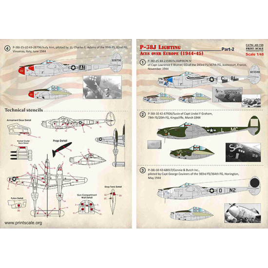 P-38J Lighting Aces over Europe (1944-45) Part 2 48-158 Scale 1/48