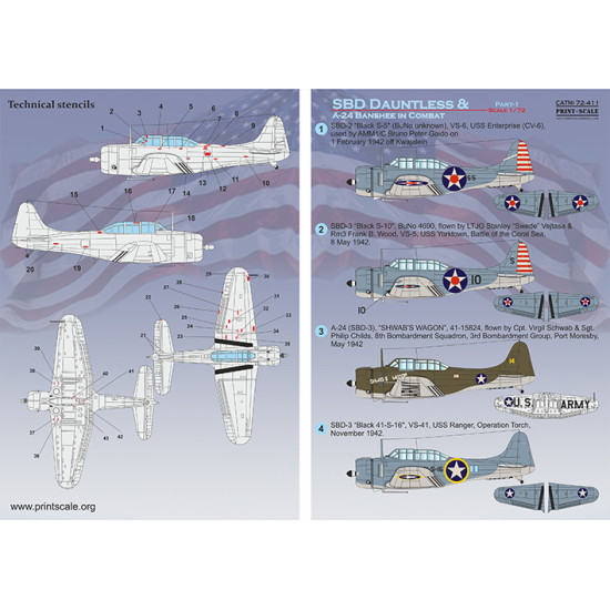 SBD Dauntless & A-24 Banshee in combat Part-1 72-411 Scale 1/72