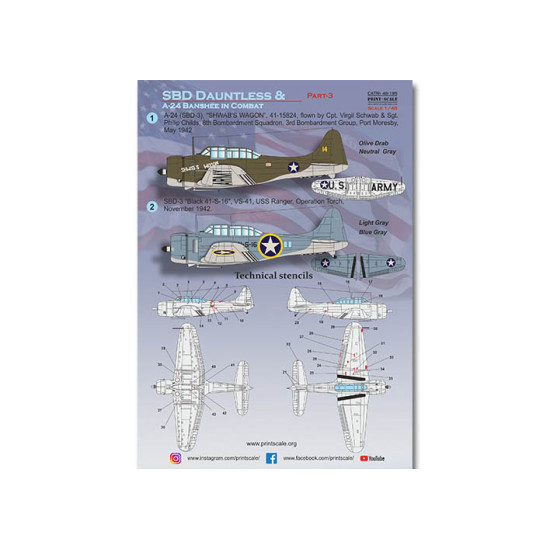 SBD Dauntless and A-24 Banshee in combat. Part 3 48-195 Scale 1/48