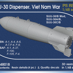 SUU-30 Dispenser. Viet Nam War. SUU-30A/B Mod. 4 pc PSR48018 Scale 1/48