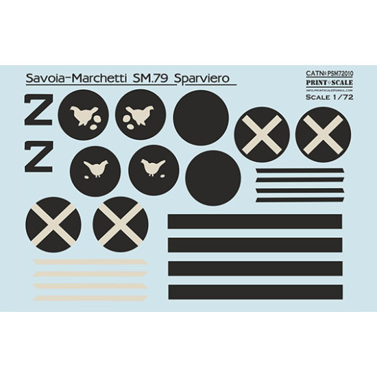 Savoia-Marchetti SM.79 mask + decals PSM72010 Scale 1/72