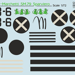 Savoia-Marchetti SM.79 mask + decals PSM72011 Scale 1/72