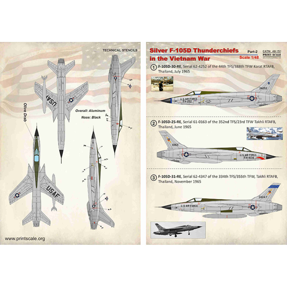 Silver F-105D Thunderchiefs in the Vietnam War Part-2 / 48-151 / and 1 ...