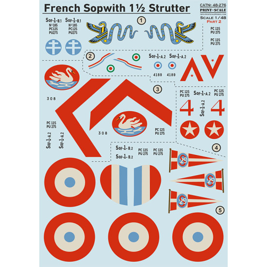 Sopwith 1 1/2 Strutter_decals Part 2 48-276 Scale 1/48