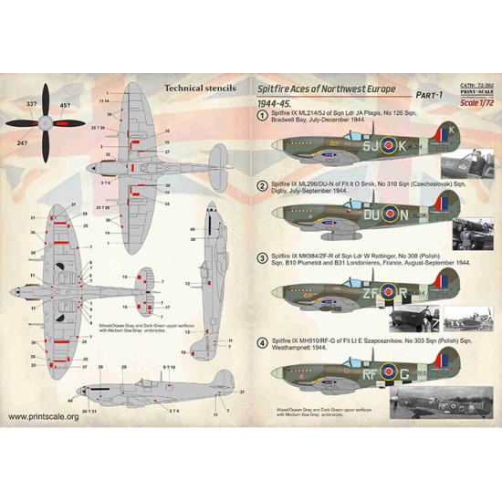 Spitfire Aces of Northwest Europe 1944-45 Part 1 72-382 Scale 1/72